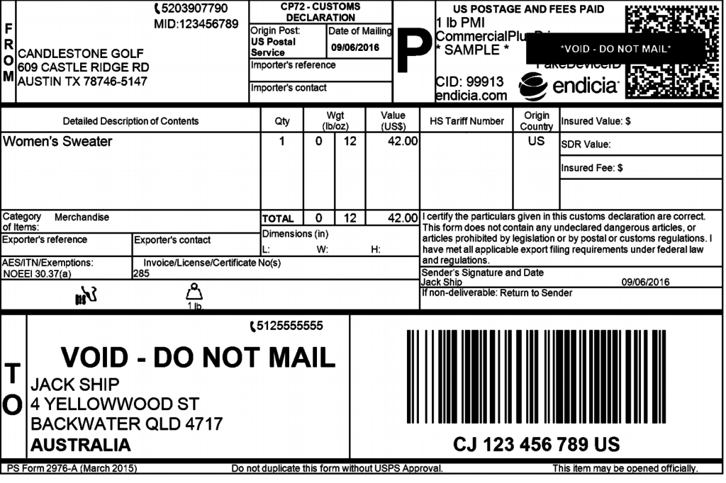 post office international shipping label