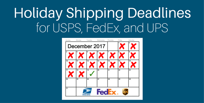 holiday shipping deadlines for all carriers