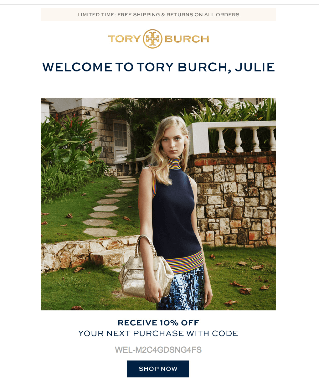 triggered email campaigns Tory Burch