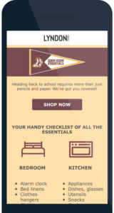 back-to-school email marketing tips dorm essentials