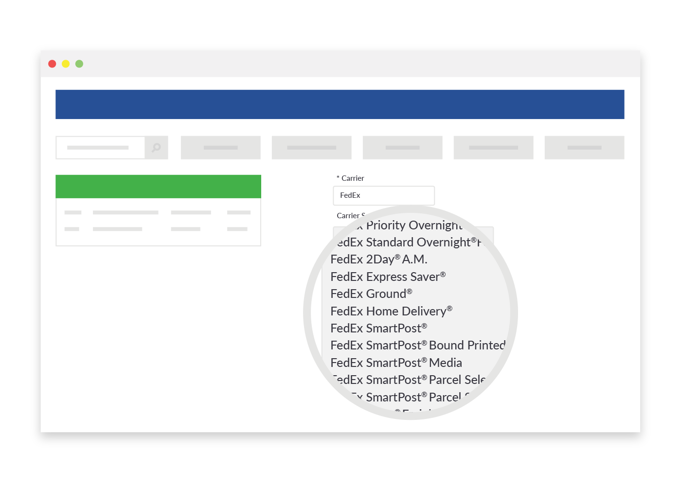 Preview of FedEx Manager integrated with ShippingEasy's shipping platform.