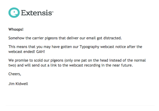 Customer Appreciation Email Campaign oops Extensis