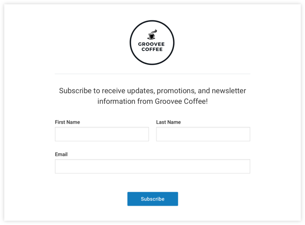 email marketing signup form example