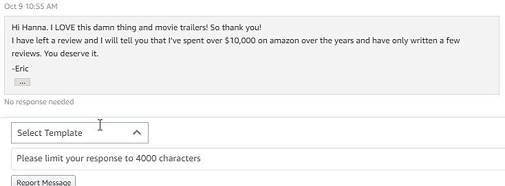 Amazon review responses