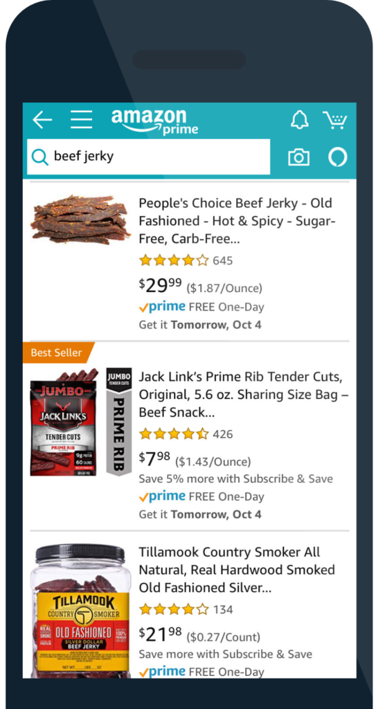 Mobile optimized Amazon listings People's Choice Beef Jerky