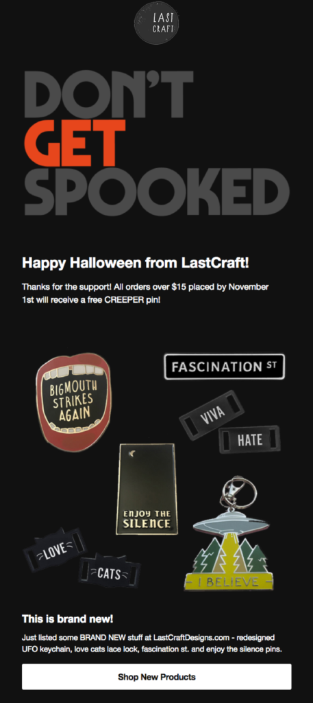 Halloween e-commerce email example