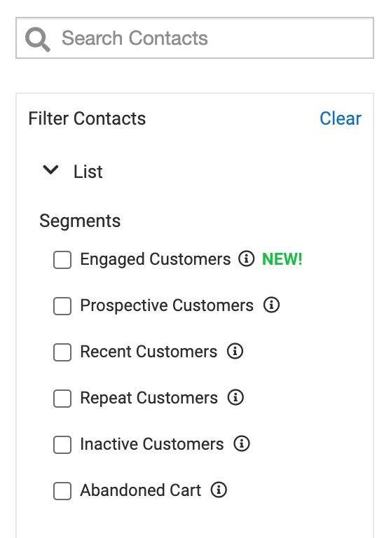 Example of engaged customers list for email segmentation
