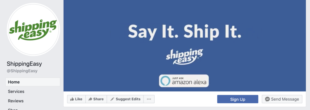 ShippingEasy Facebook page CTA button example