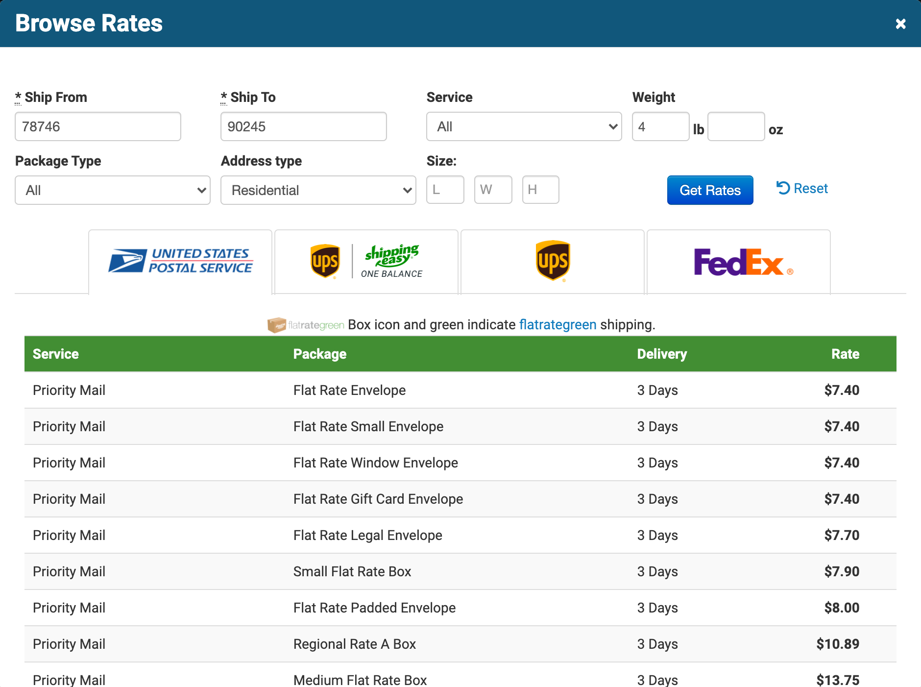 2021 Shipping rates comparisons across carriers