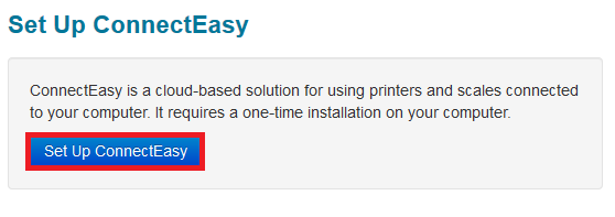 The Set Up ConnectEasy button will allow you to continue the installation process 
