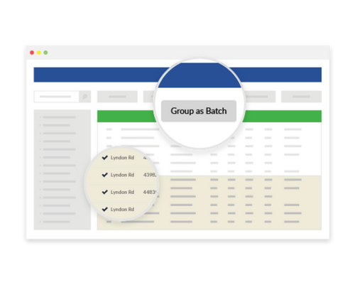 Generic version of ShippingEasy's dashboard featuring the ability to batch group orders